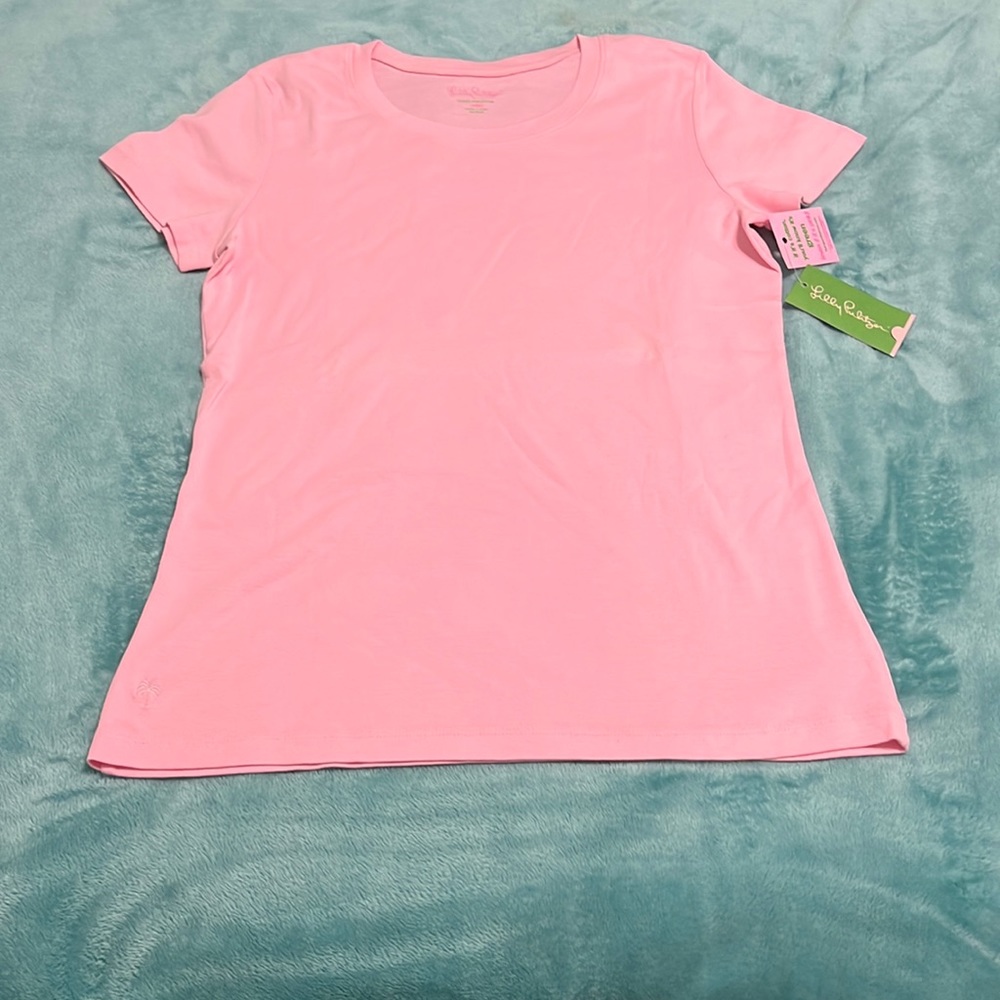 Brand new Lilly Pulitzer light pink short sleeve shirt Size L